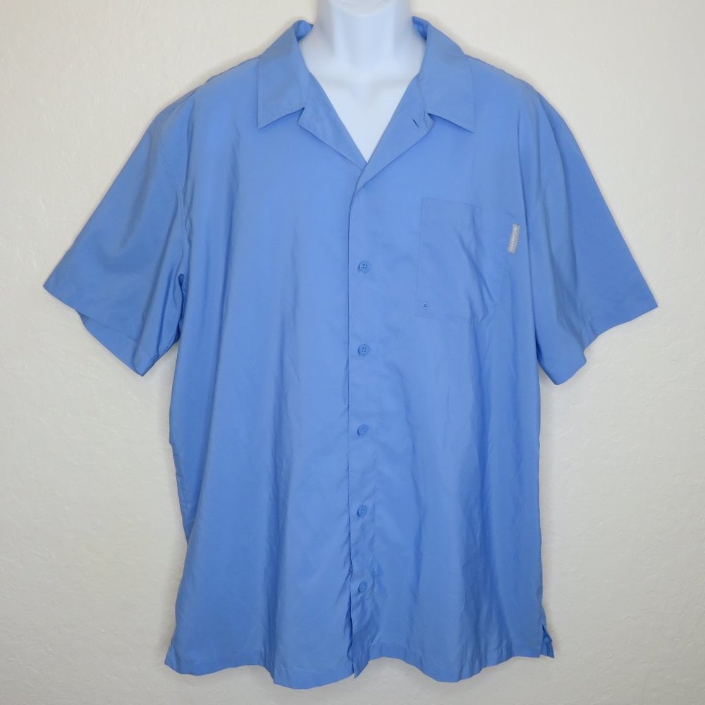 Columbia* Men's Short Sleeve Button Down Straight Hem Vented Back Shirt~ Size XL